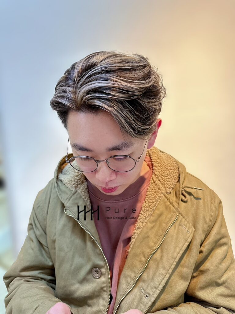 台中挑染推薦｜光線染細緻線條挑染男生短髮造型 Pure Hair Design 尚恩設計師作品